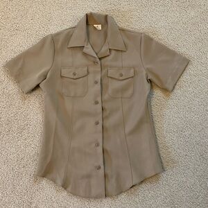 Vintage Khaki Short-sleeved Uniform Shirt